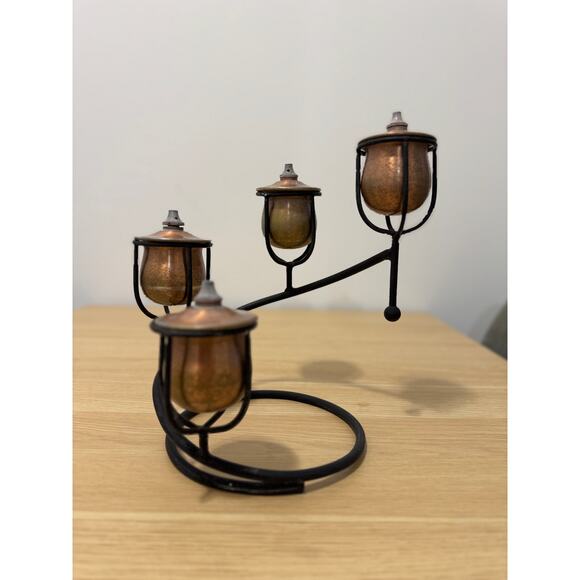 Four-Arm Candelabra Oil Lamp VINTAGE - Picture 1 of 6